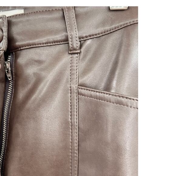 Aritzia Wilfred Rebel Pants Vegan Faux Leather Straight Leg Brown Size 0 - Picture 6 of 13